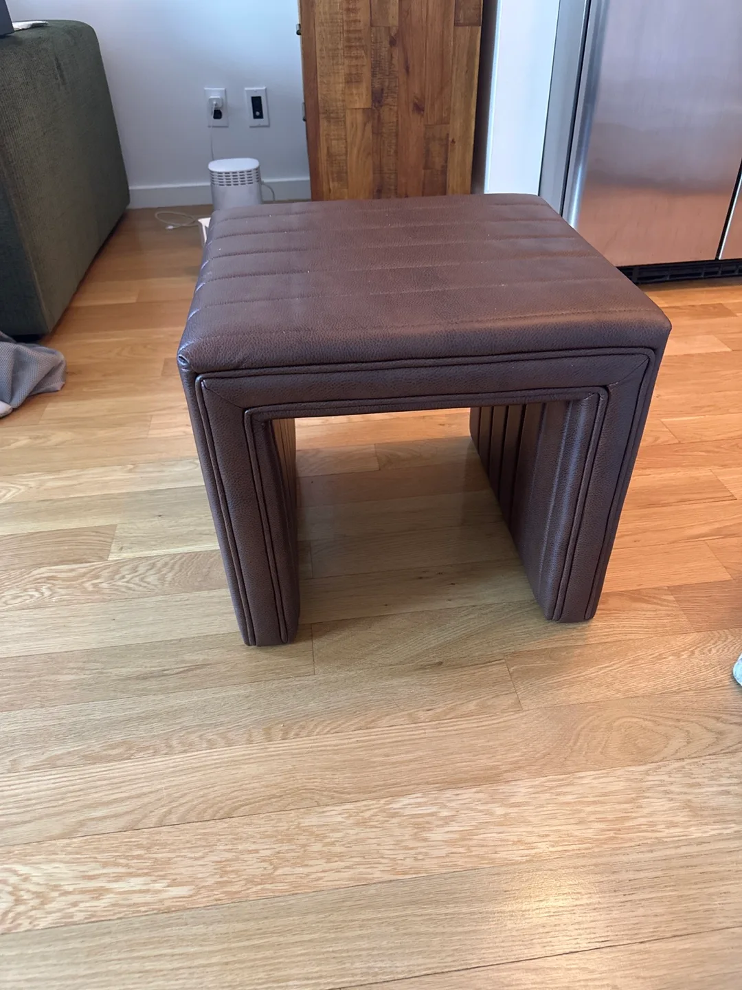 Brown Faux Leather Ottoman Home Decor thumbnail