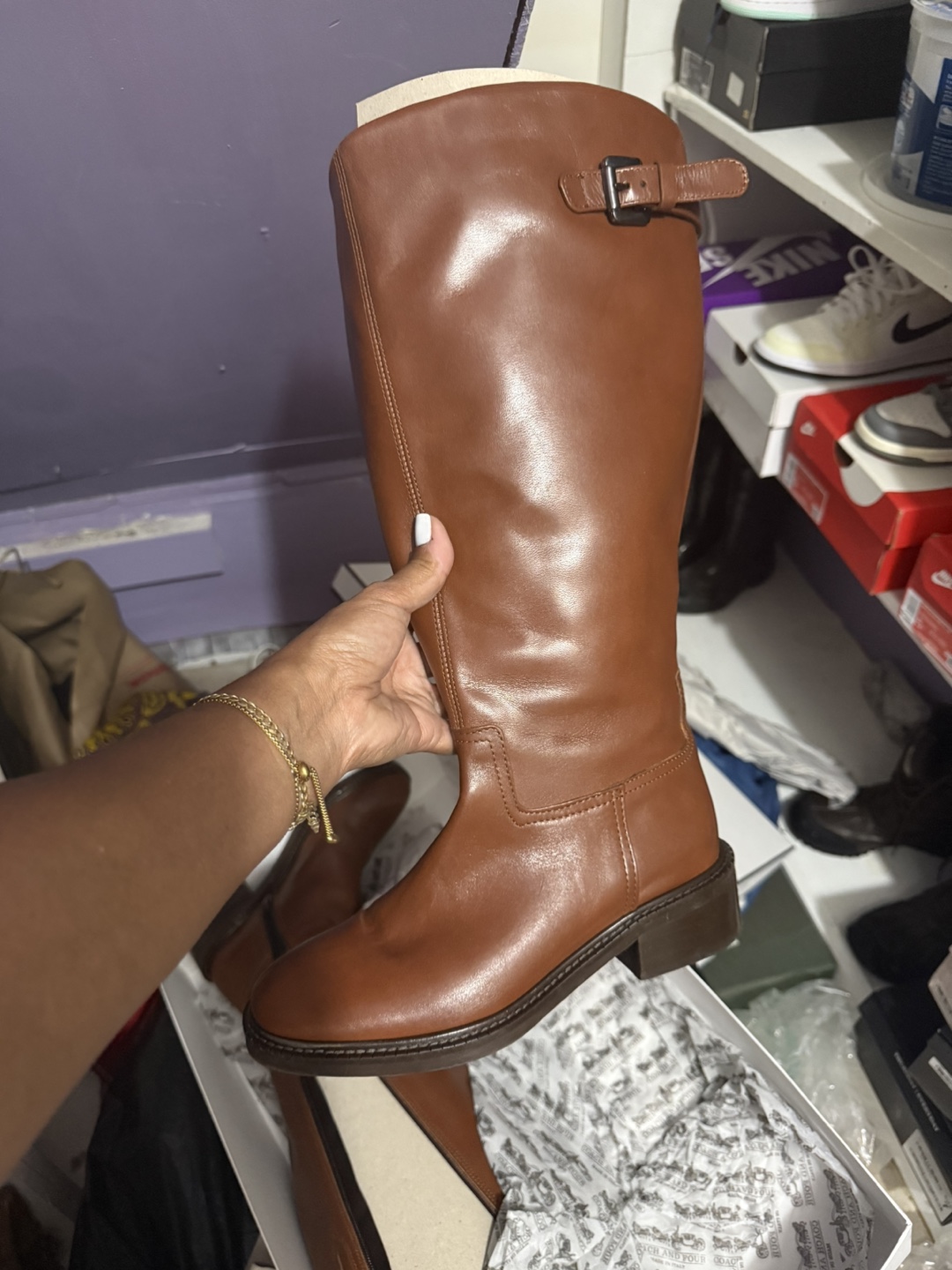 Coach And Four Sandra Tan Leather Boots - Size 6M