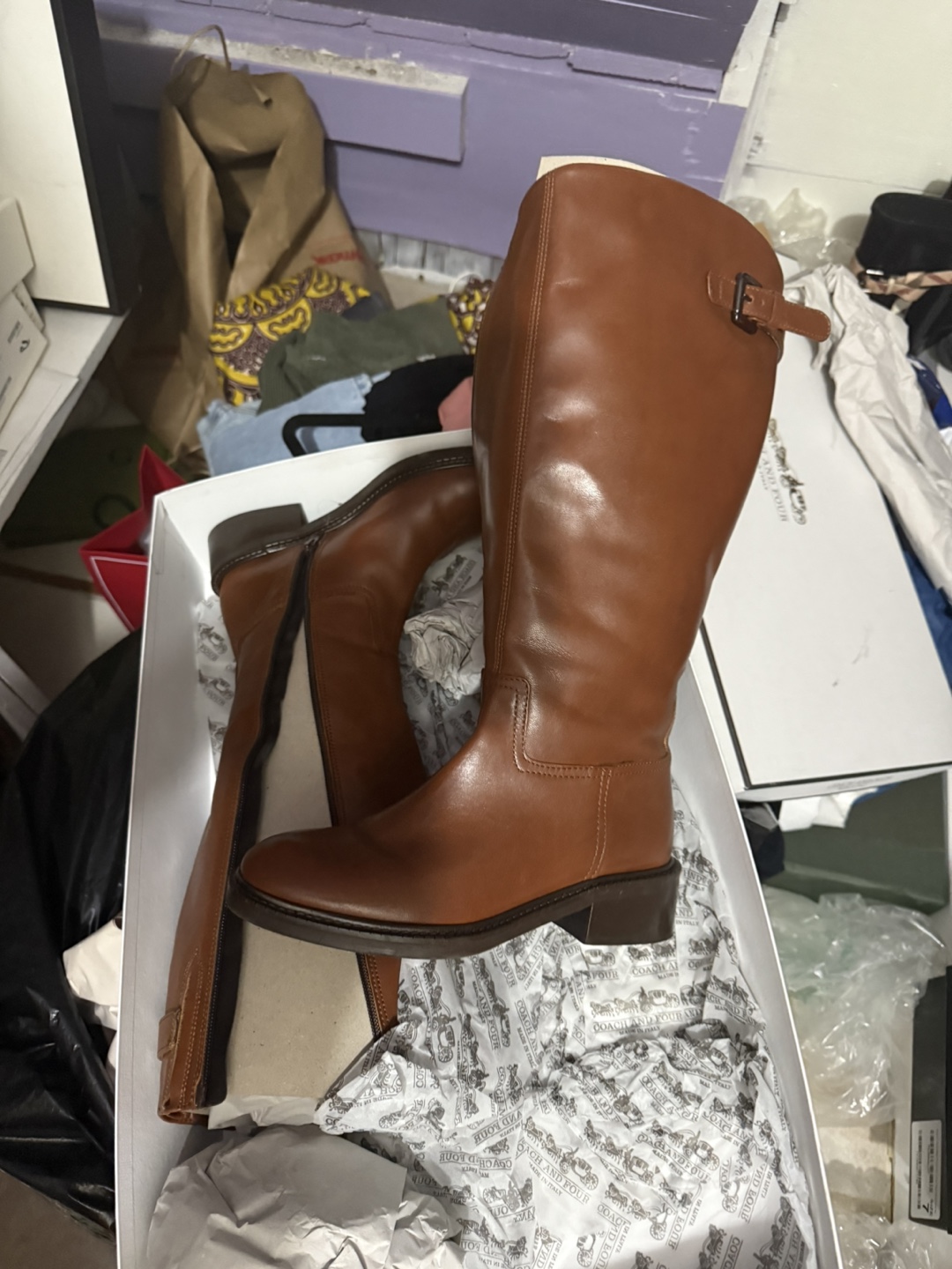 Coach And Four Sandra Tan Leather Boots - Size 6M - photo 2