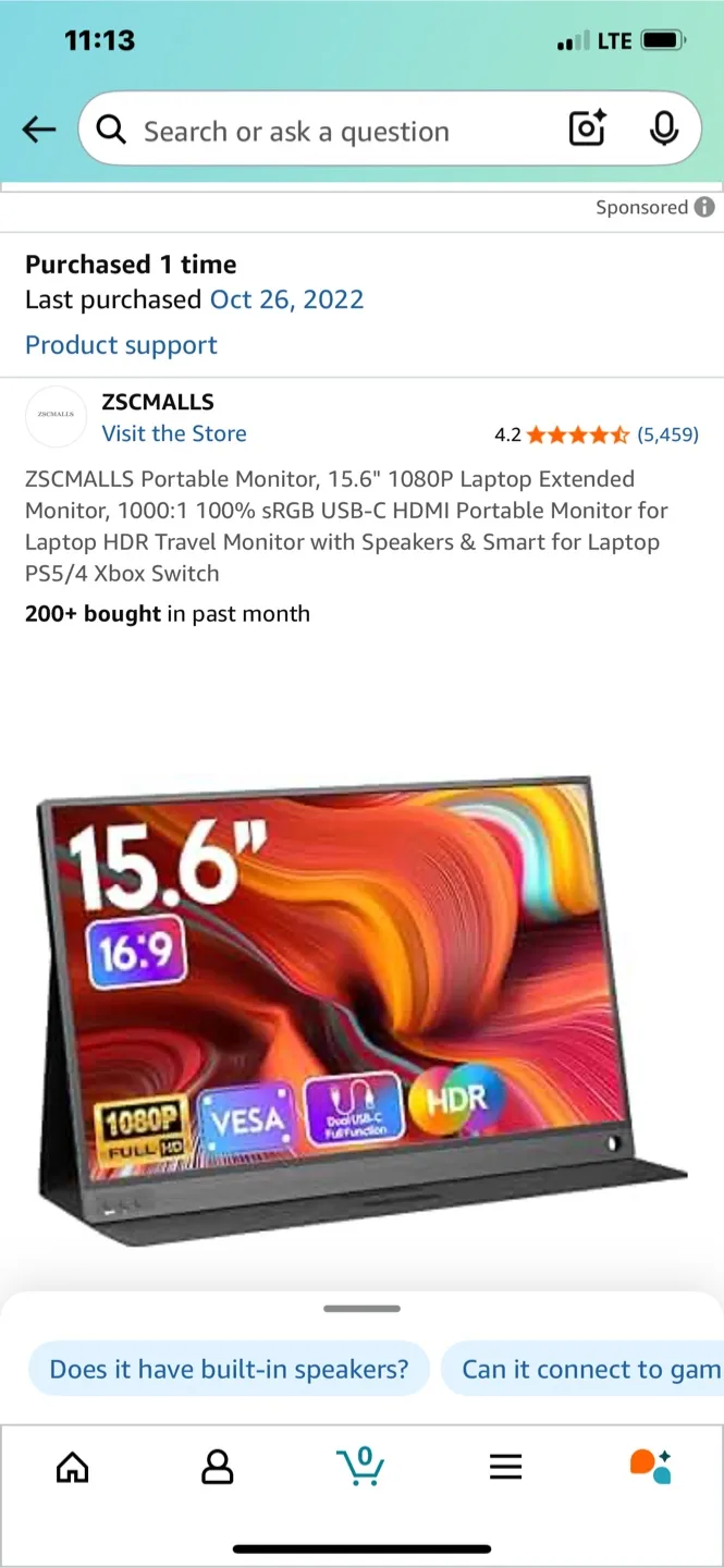 ZSCMALLS 15.6" Portable Monitor thumbnail