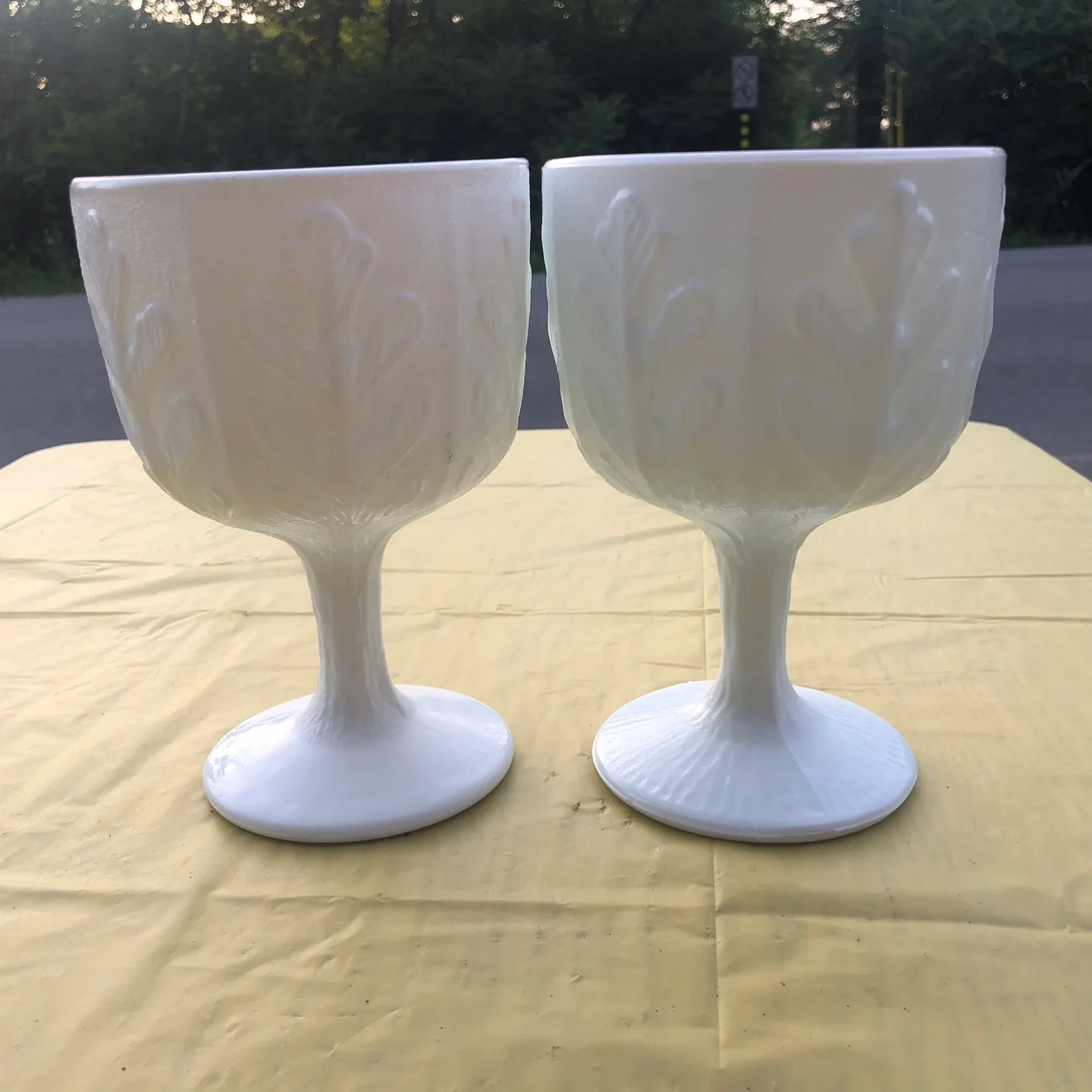 Vintage Milk Glass Goblets - Set of 2 thumbnail