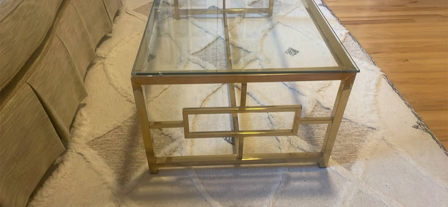 Gold Metal & Glass Coffee Table - photo 2