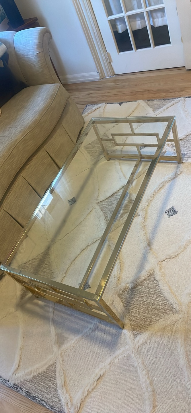 Gold Metal & Glass Coffee Table - photo 3