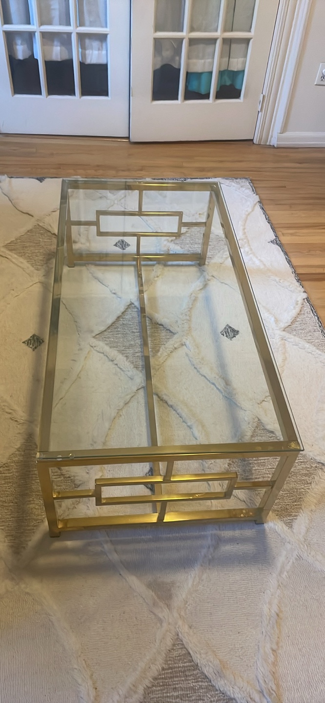 Gold Metal & Glass Coffee Table