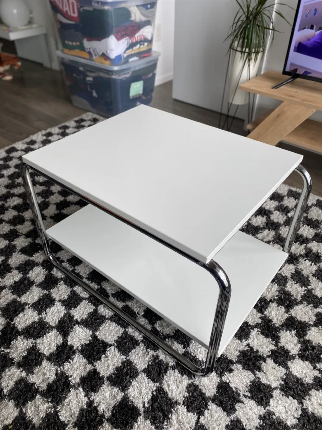 White Coffee Table with Chrome Frame thumbnail