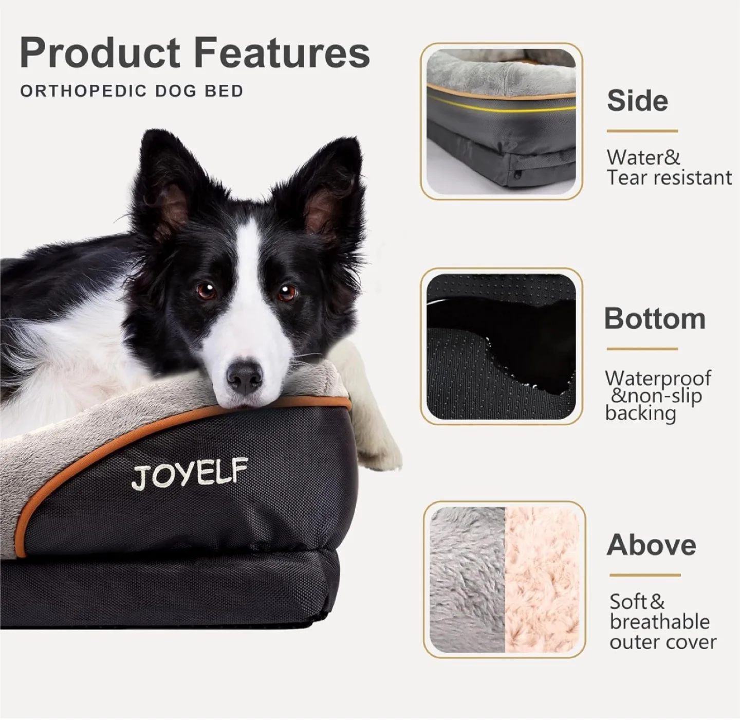 JOYELF Large Memory Foam Dog Bed image indicator(6)