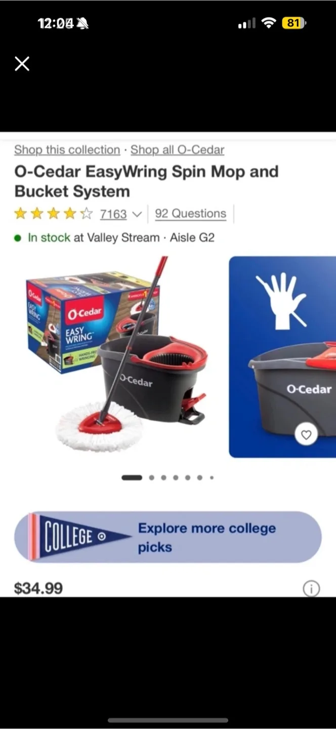 MOVING SALE -O-Cedar EasyWring Spin Mop & Bucket System thumbnail