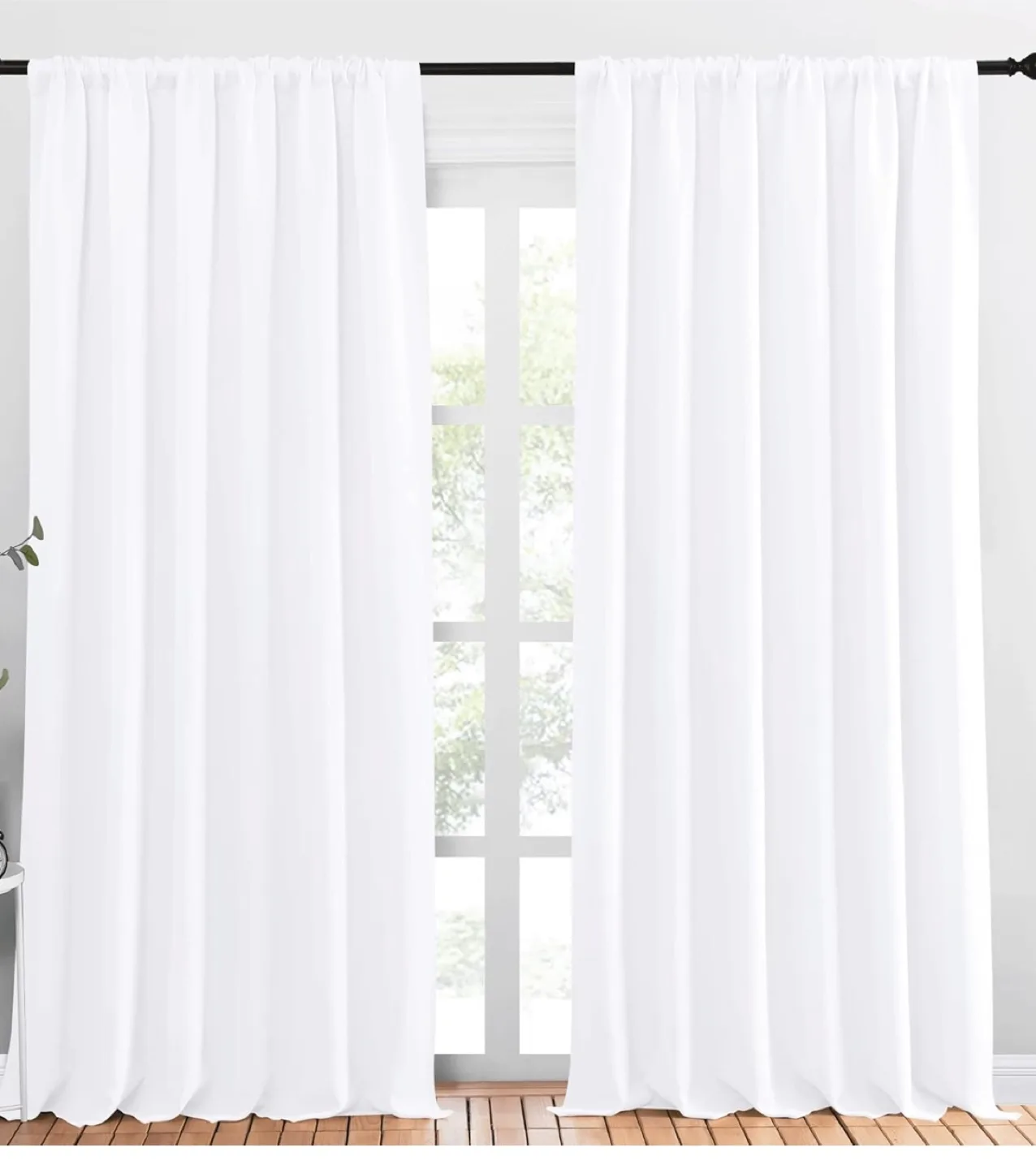 2 Pcs NICETOWN White Blackout Curtain 70" x 95" image indicator(3)
