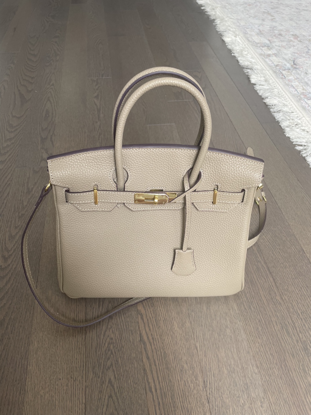Beige Leather Birkin-Style Handbag - photo 3