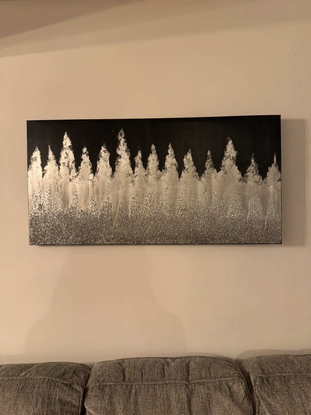 Black and Silver Glitter Canvas Wall Art thumbnail