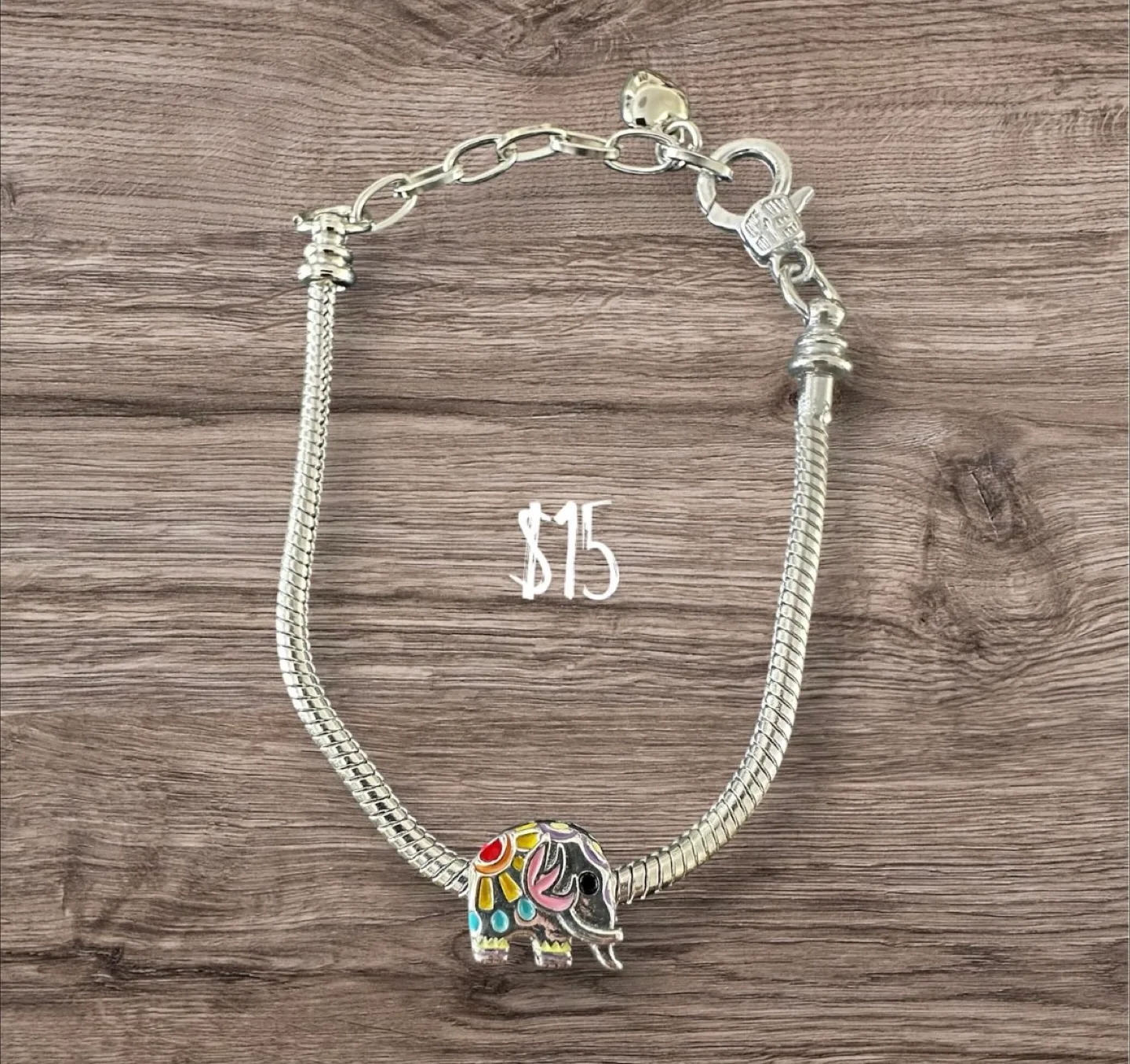 Elephant Charm Bracelet - Silver Tone thumbnail