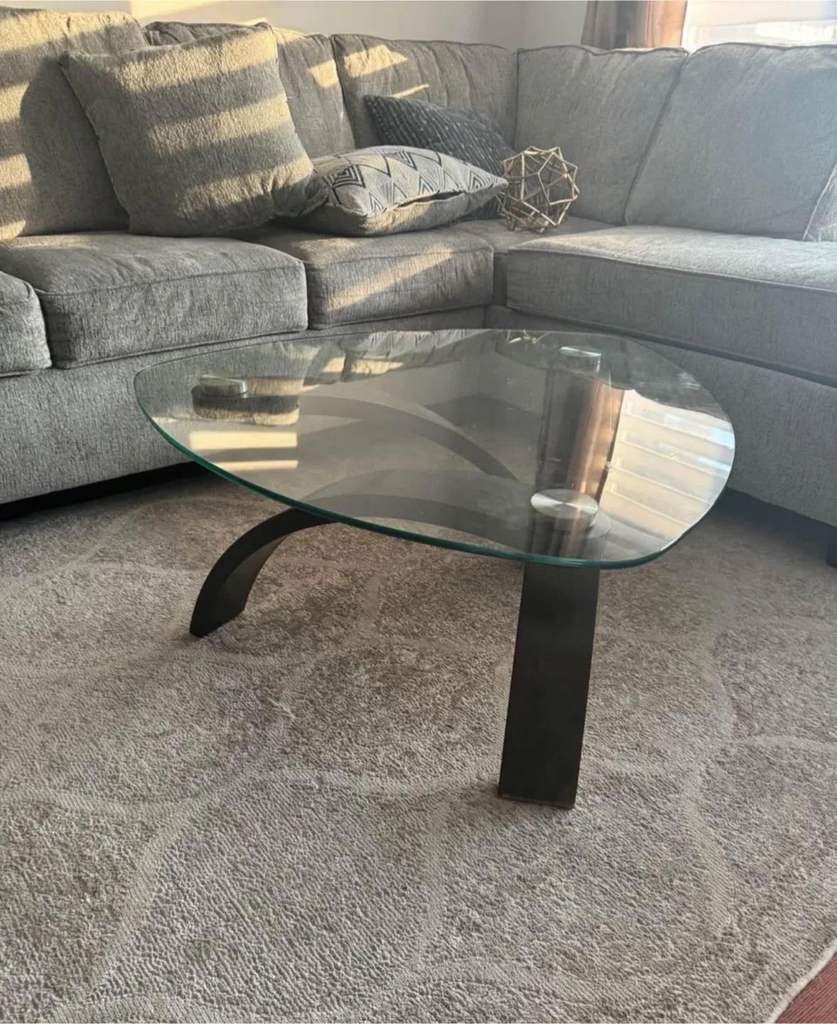 Glass Top Coffee Table with Wooden Base thumbnail