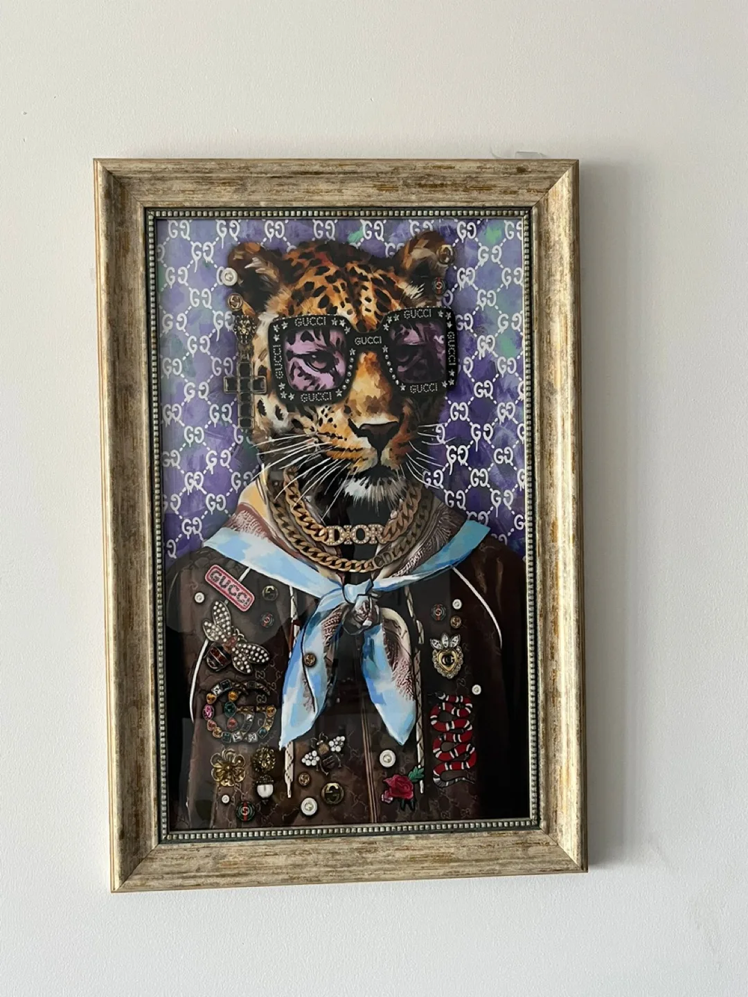 Framed Leopard Art with Gucci & Dior Details thumbnail
