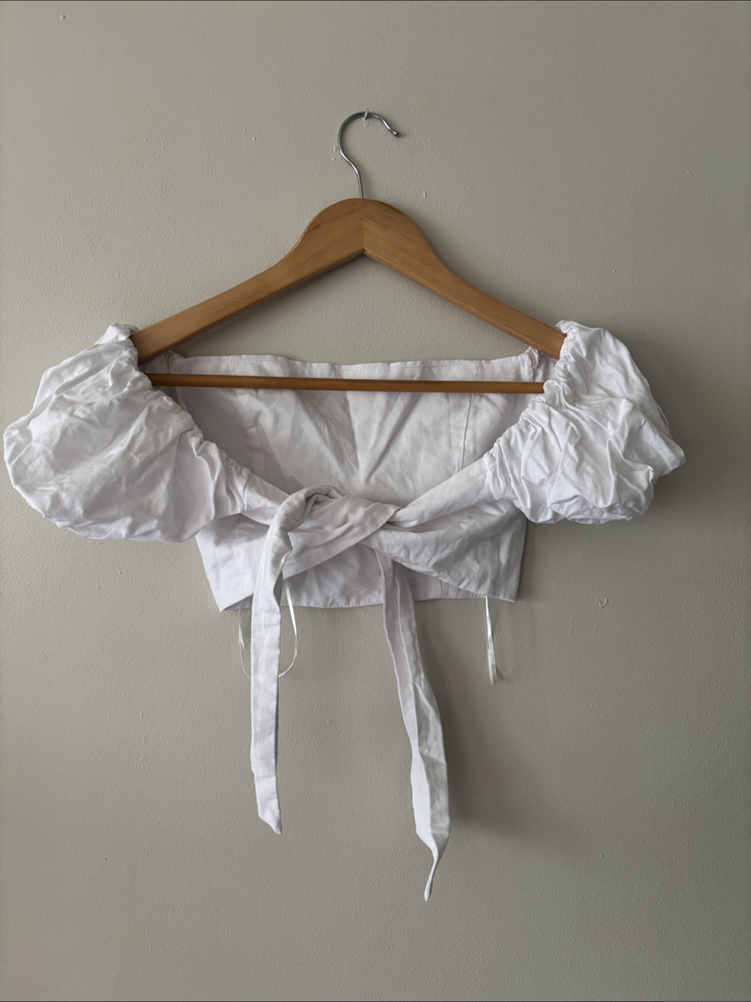 Crescent White Puff Sleeve Crop Top - photo 3