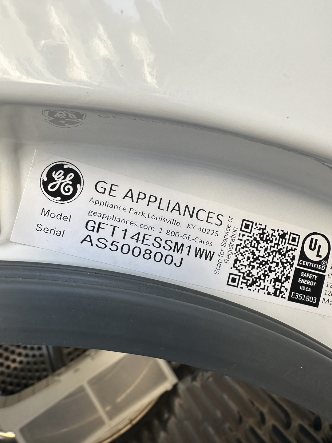 GE 24" Front Load Ventless Electric Dryer - White