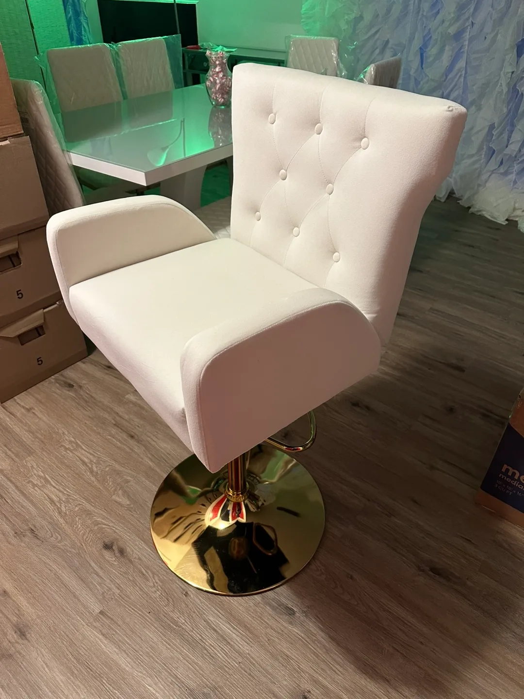 White & Gold Swivel Bar Stools thumbnail