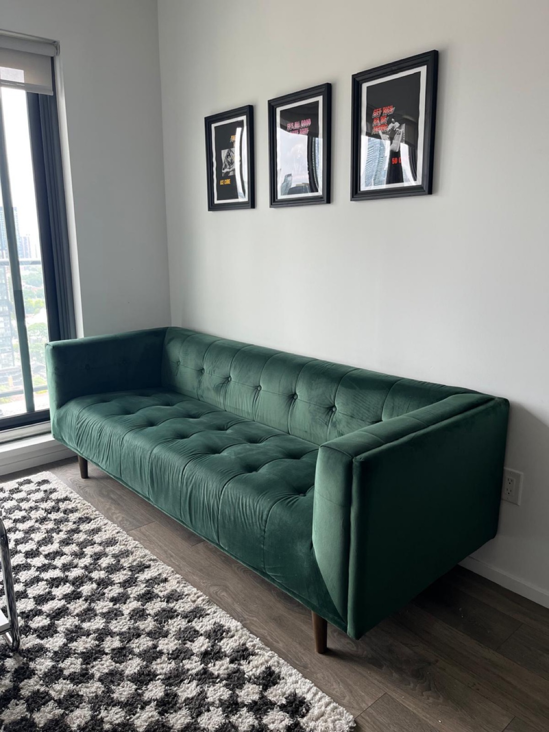Emerald Green Velvet Sofa