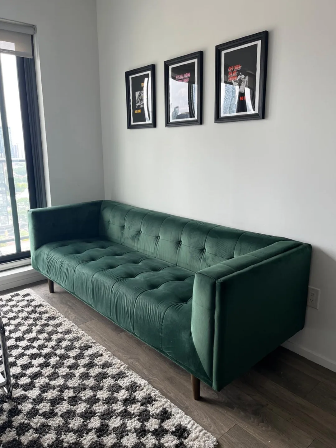 Emerald Green Velvet Sofa thumbnail
