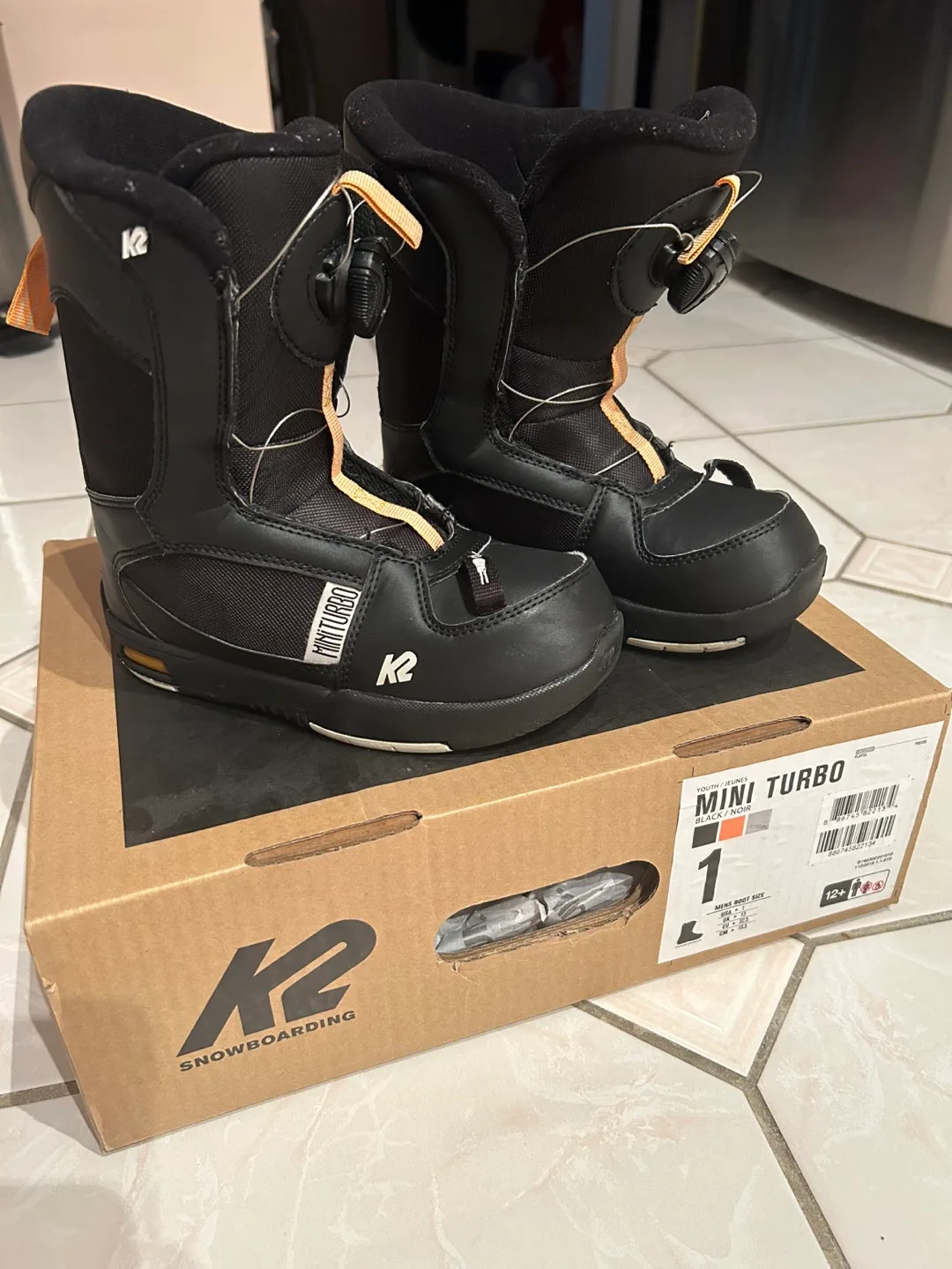 K2 Mini Turbo Snowboard Boots - Youth Size 1 thumbnail