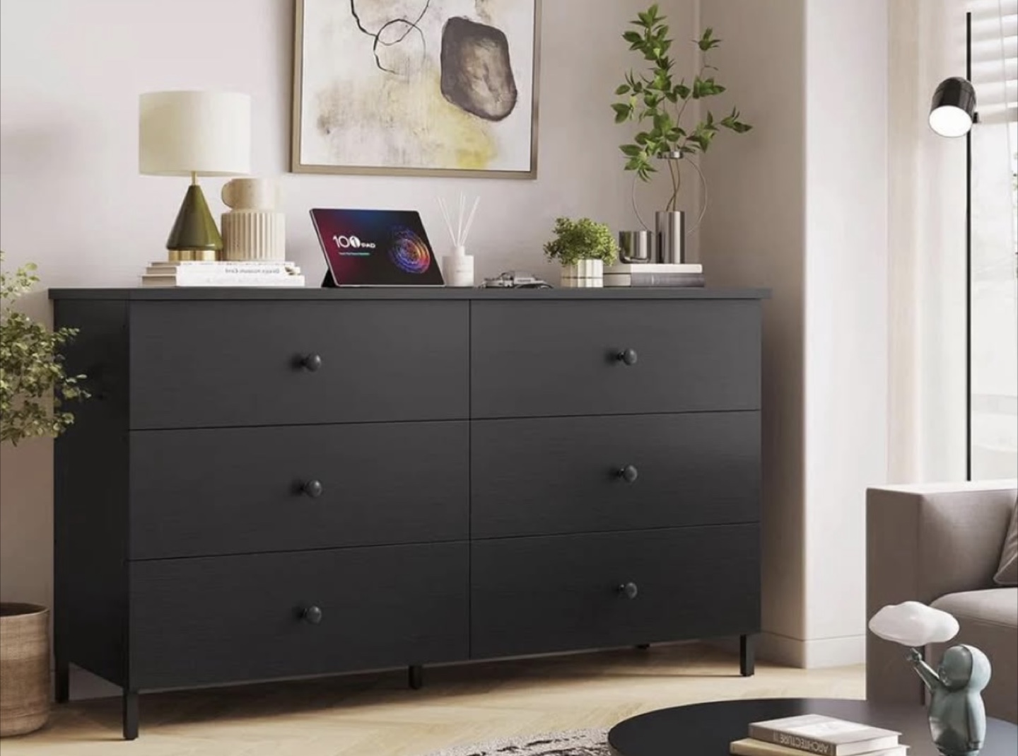 Black 6-Drawer Dresser (47.3") - photo 2