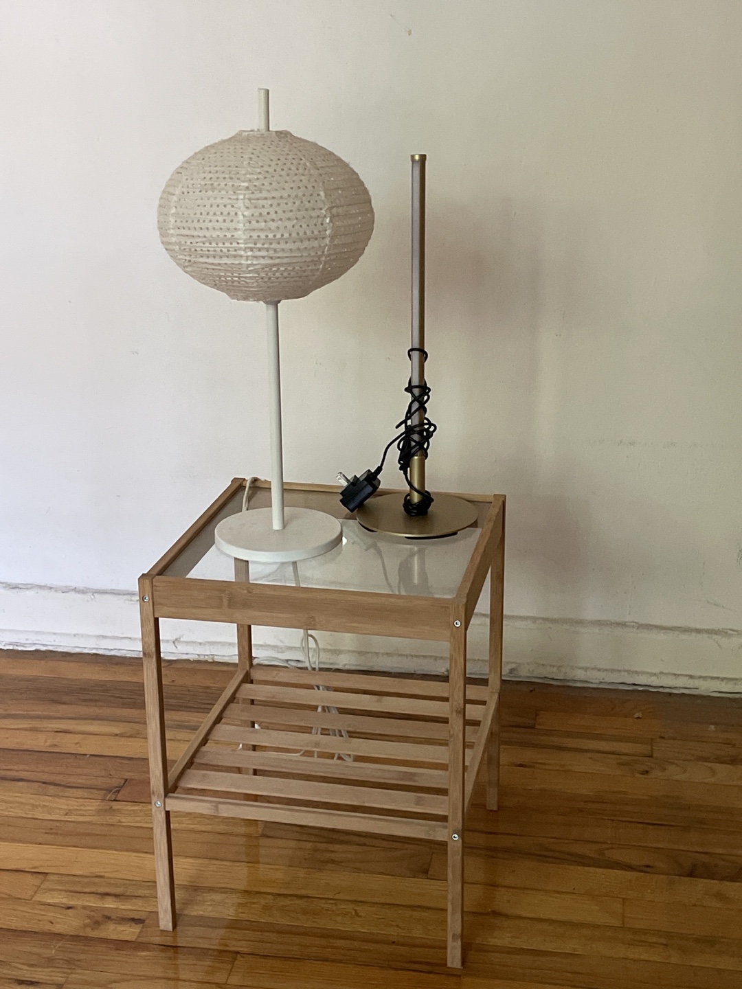 IKEA Table Lamp with Glass Top side table + extra lamp