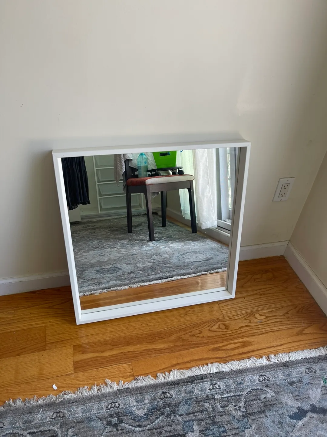 White Framed Square Mirror thumbnail