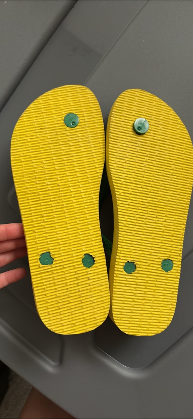 Havaianas Brazil Flip Flops, US 7/8W, Green & Yellow - photo 2