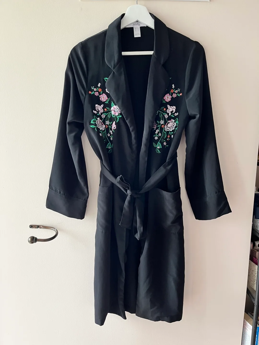 Black Floral Kimono Style Cover-Up - Size S image indicator(2)