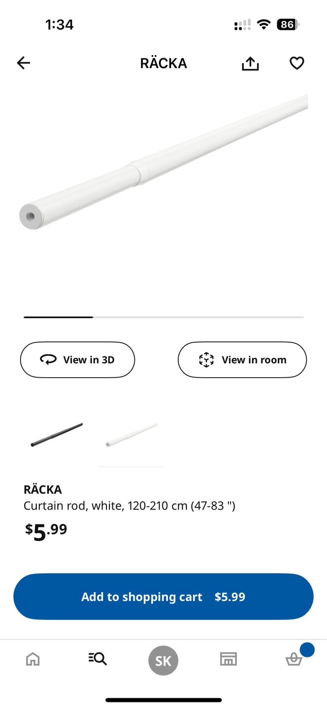 Black out curtain & IKEA RÄCKA Curtain Rod - photo 2