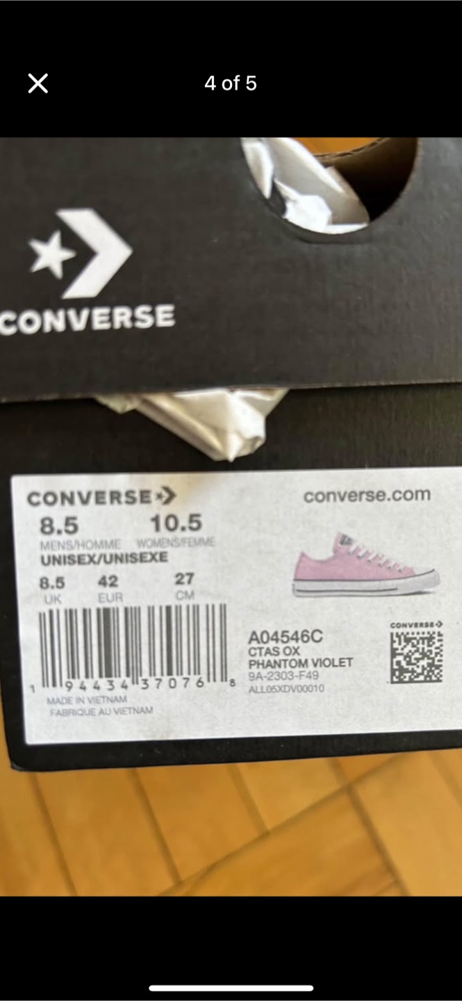 Converse CTAS OX Phantom Violet, Size 8.5 - photo 4