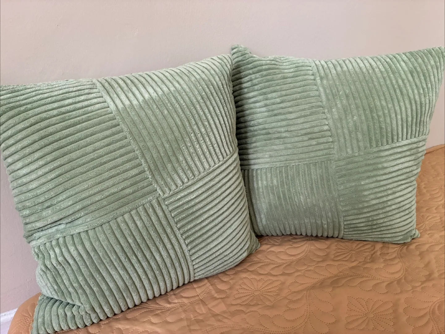 Green Corduroy Throw Pillows (Set of 2) thumbnail