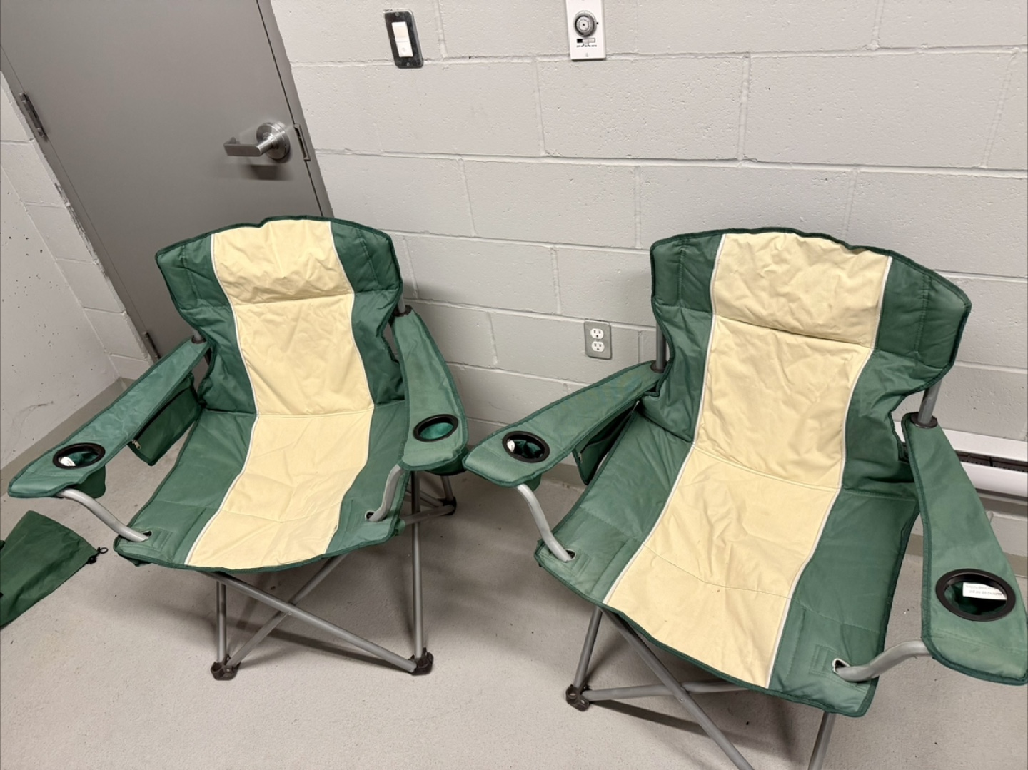 Two Camping Chairs - Green/Beige
