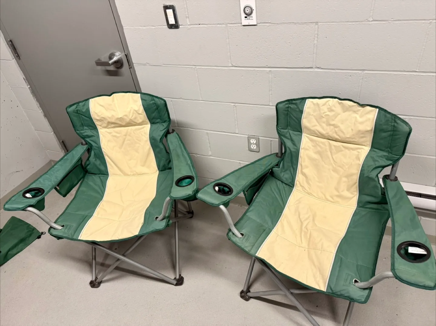 Two Camping Chairs - Green/Beige thumbnail