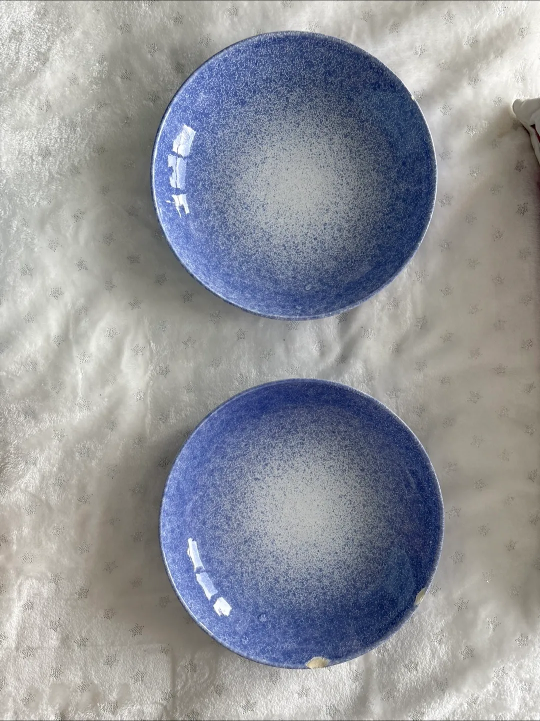 2 Blue Speckled Serving Bowls thumbnail