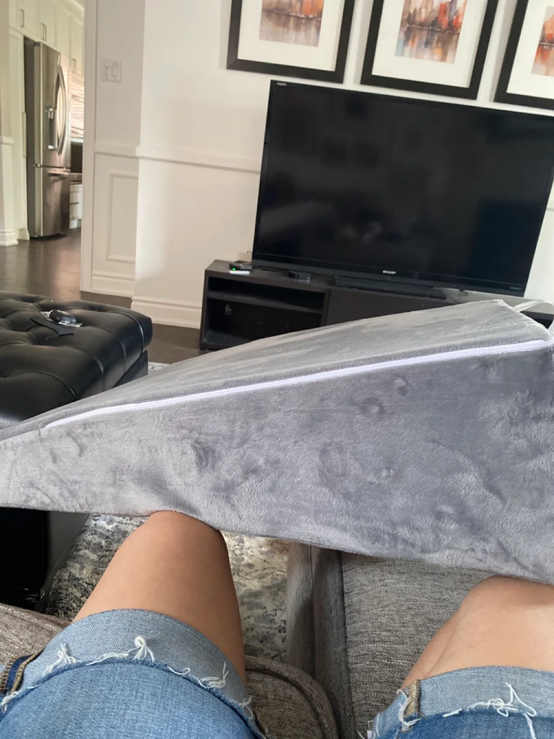 Grey Bed Wedge Pillow about 3 by 3.5 thumbnail