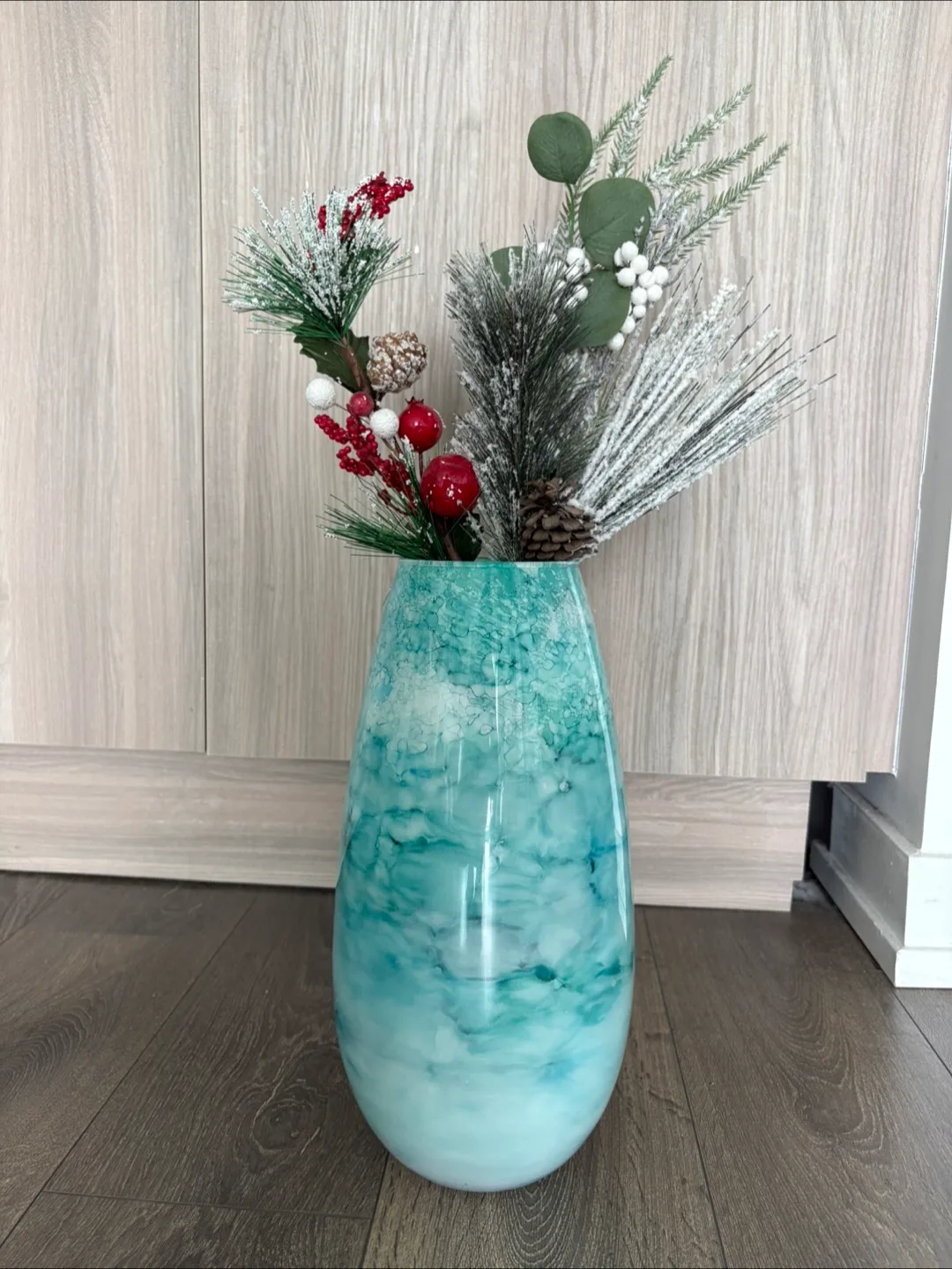 Blue Swirl Glass Vase - 36 cm thumbnail