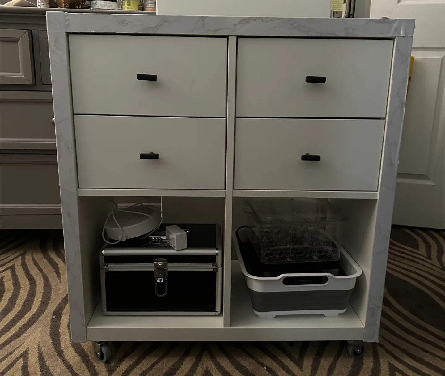 White 6-Cube Storage Cabinet with Drawers thumbnail