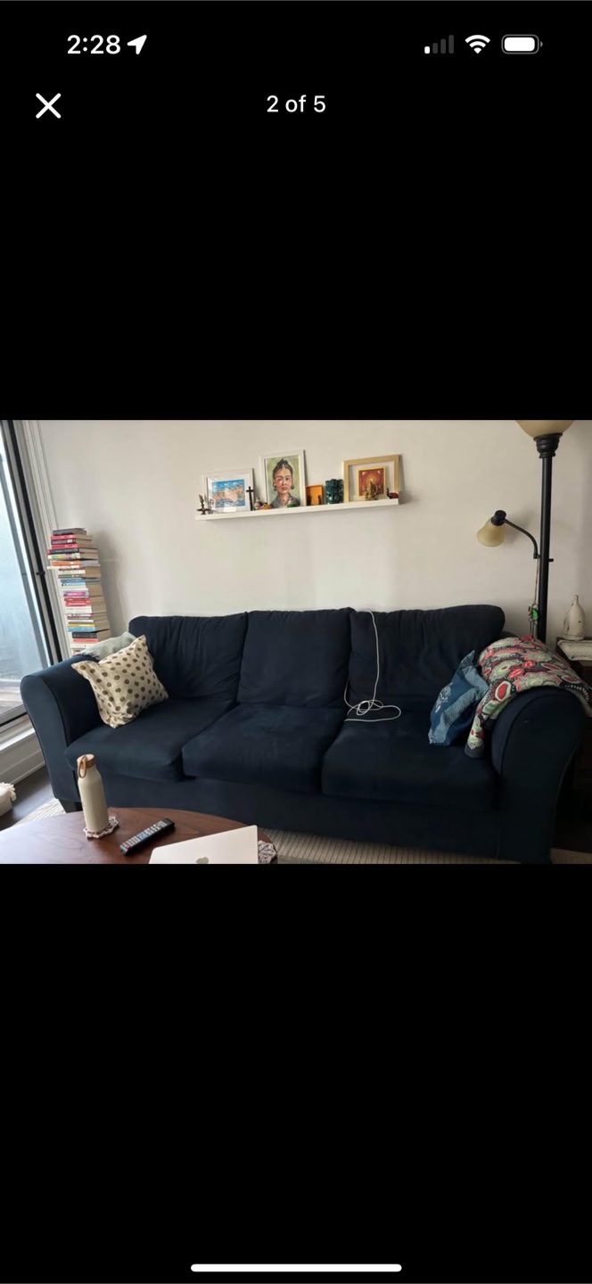 Blue Three-Seat Sofa