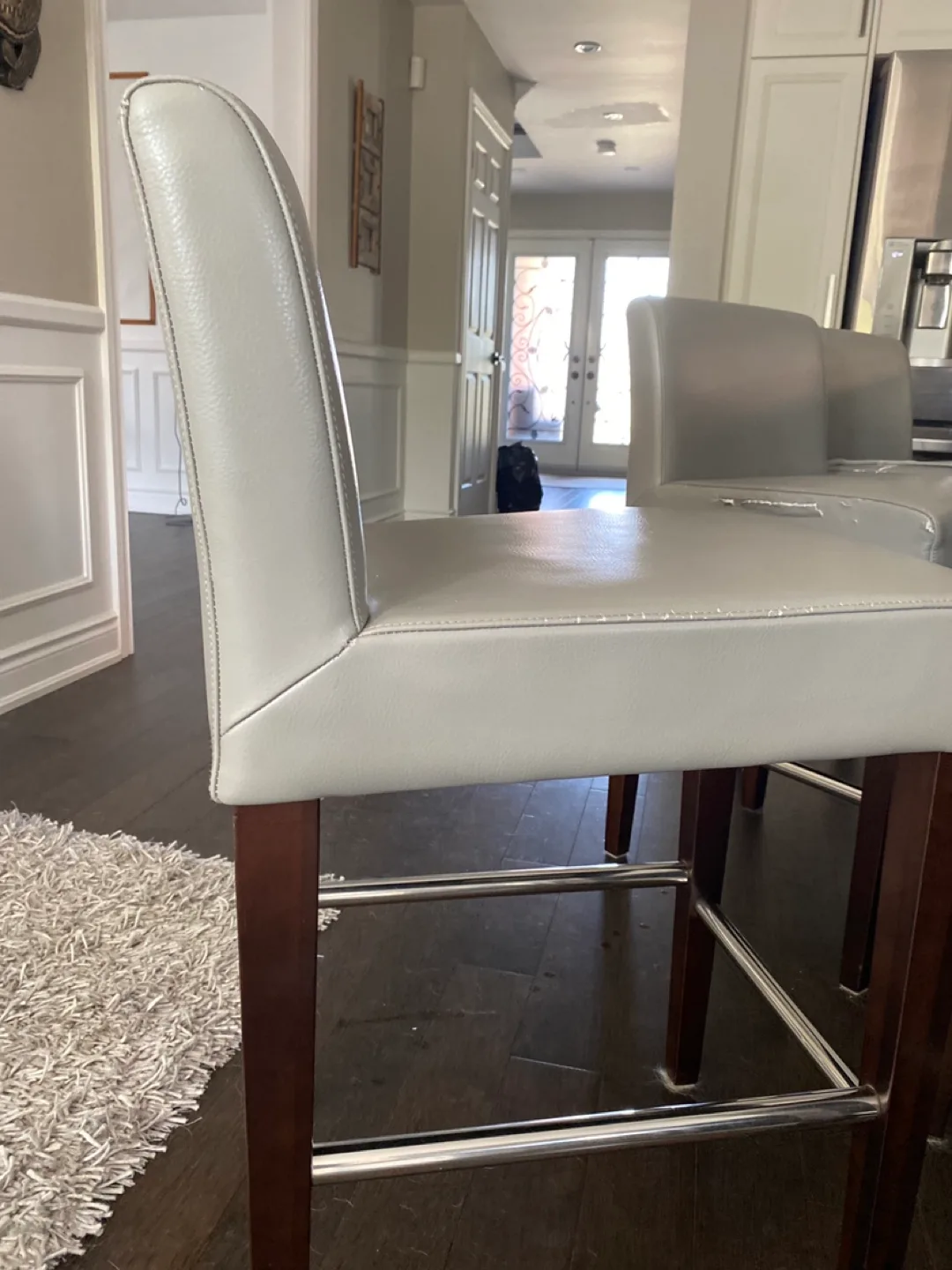 Set of 4 Grey Bar Stools needing some TLC thumbnail