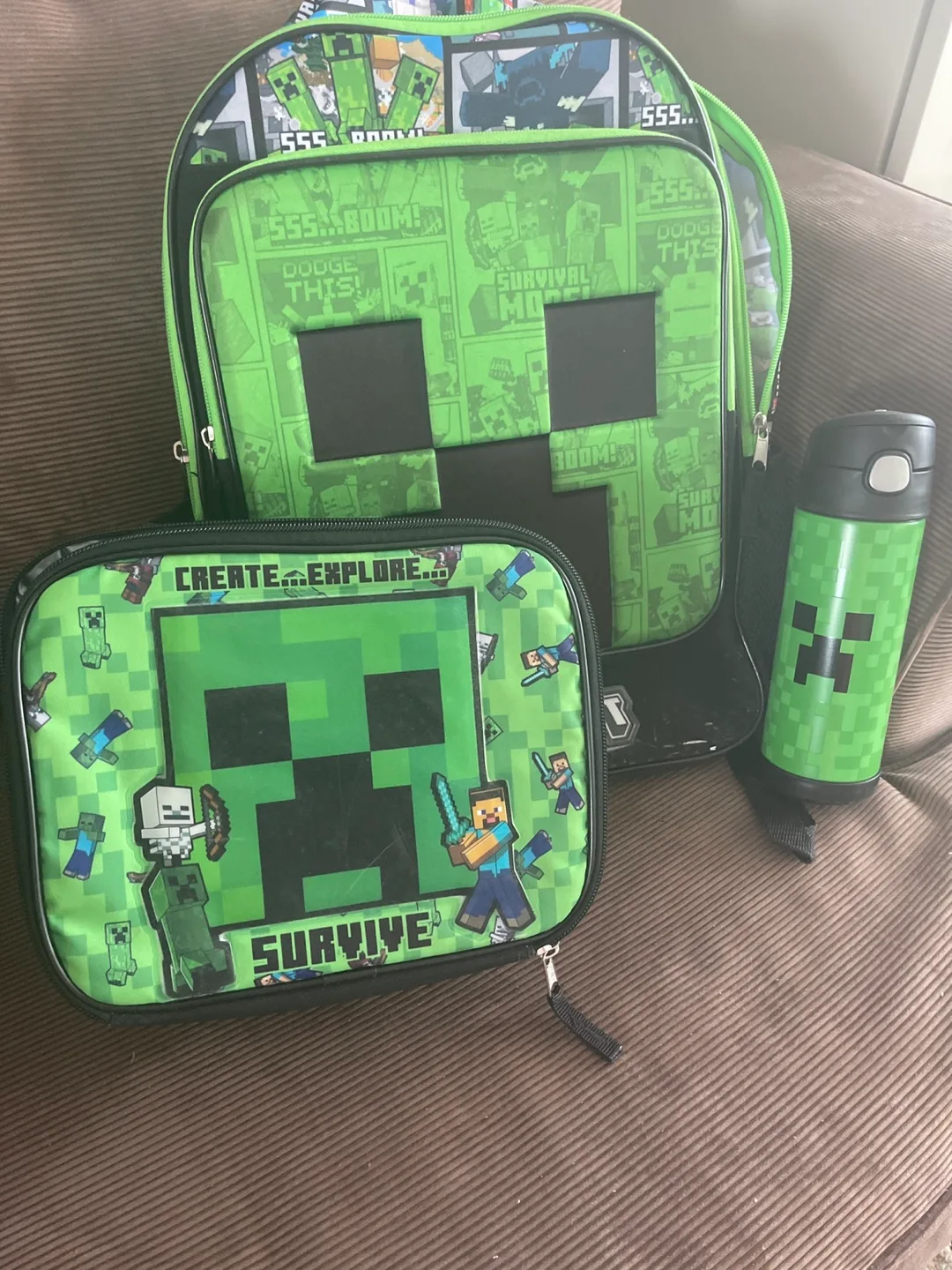 Minecraft Backpack, Lunch Bag & Thermos Water Bottle Set thumbnail