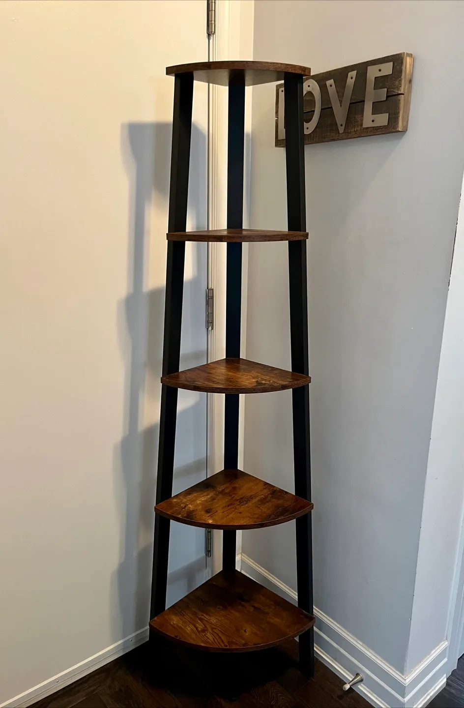 Corner Shelf - 5 Tier Rustic Brown thumbnail