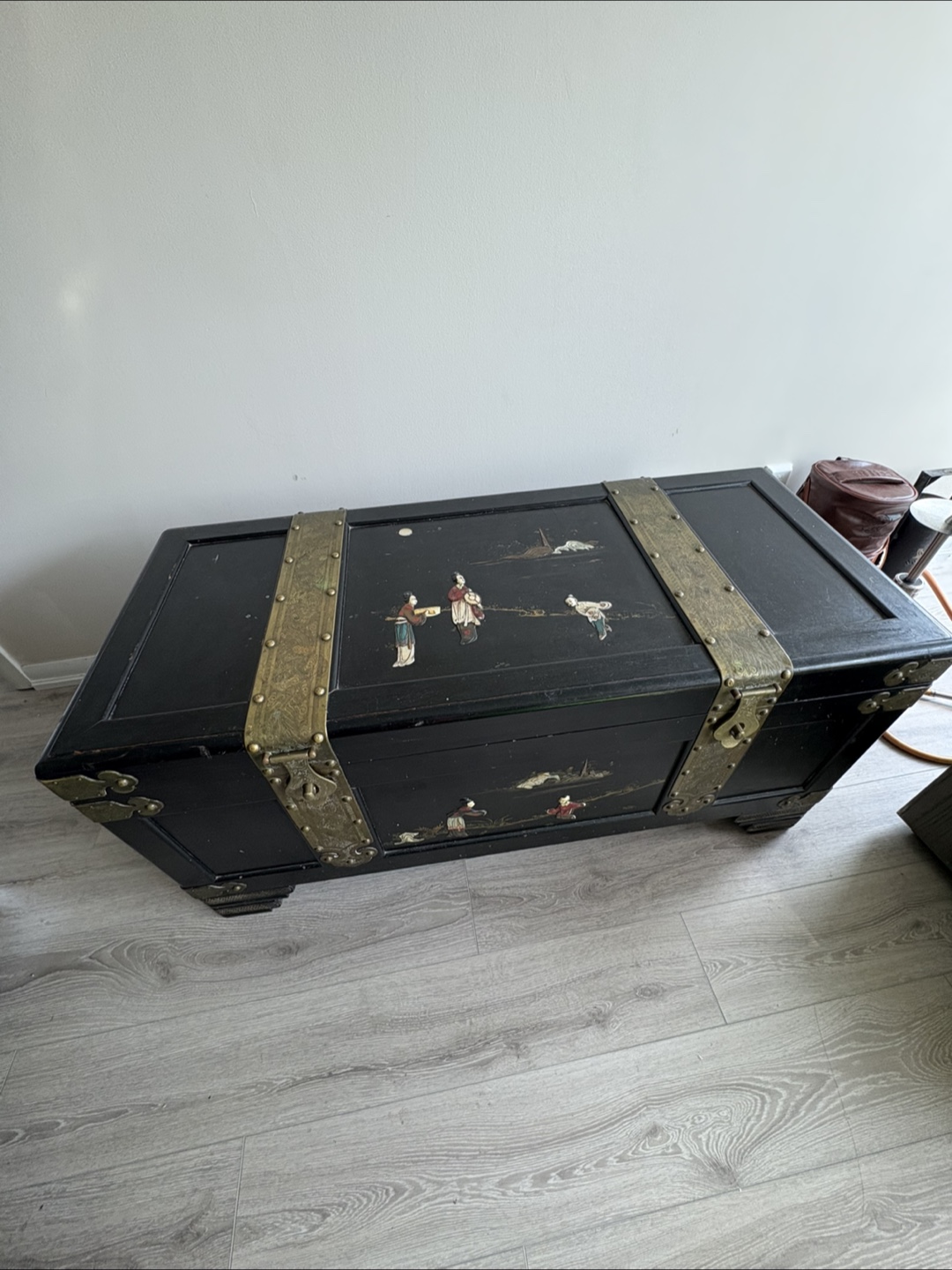 Antique Black Storage Trunk
