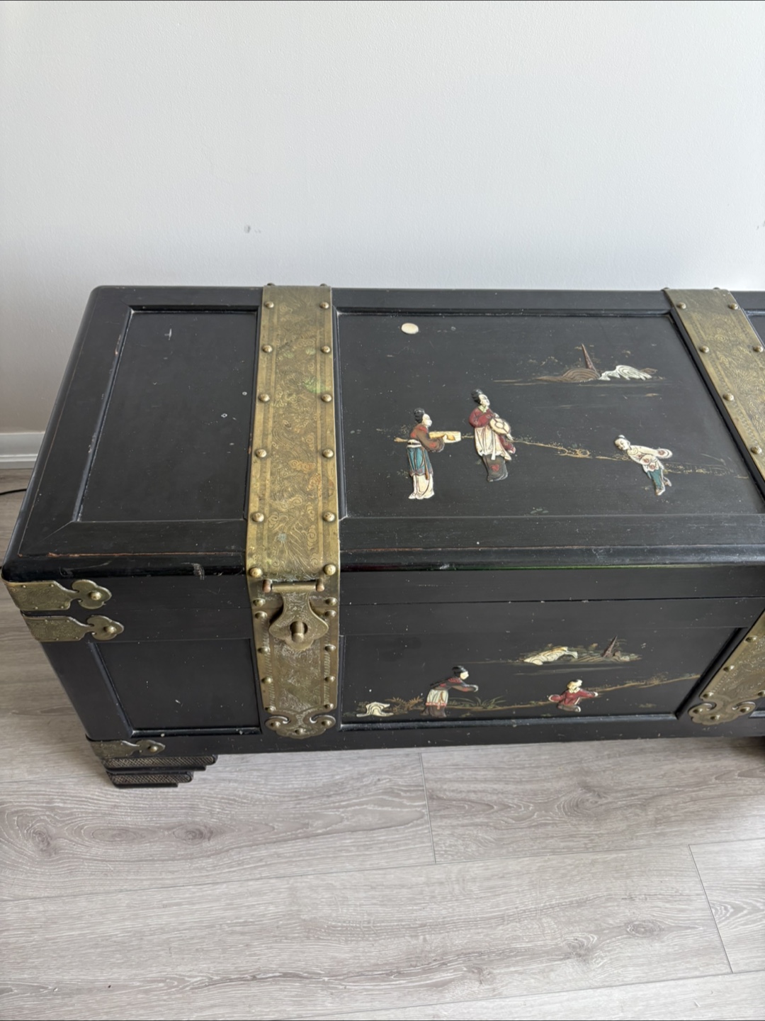 Antique Black Storage Trunk - photo 2