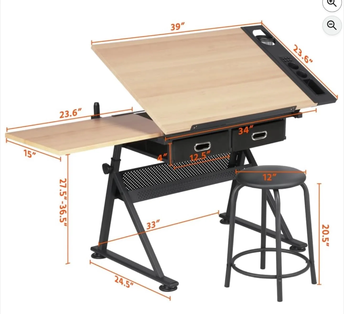 Drafting Table with Stool - Adjustable Height thumbnail