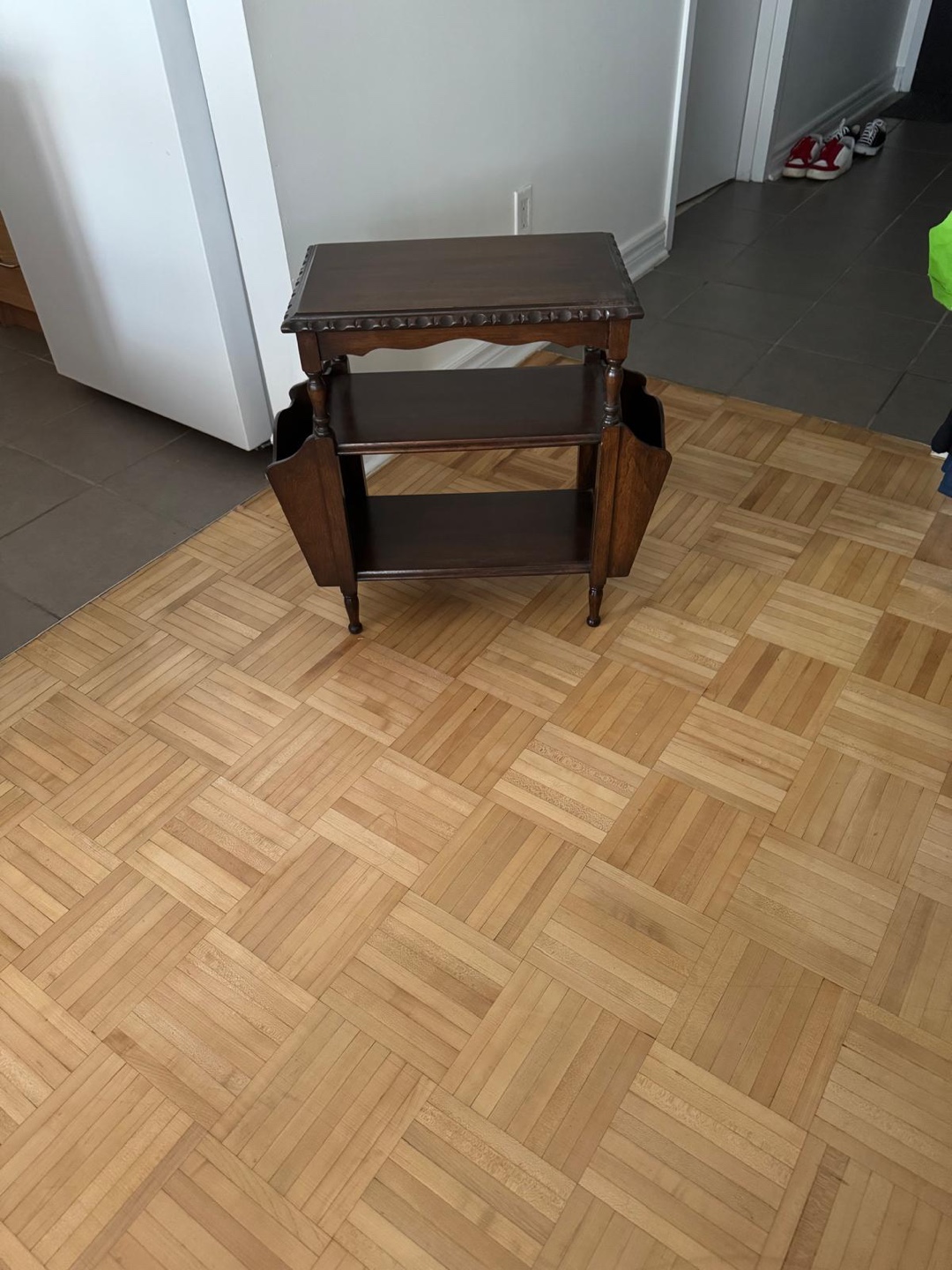 Vintage Dark Wood Magazine Stand