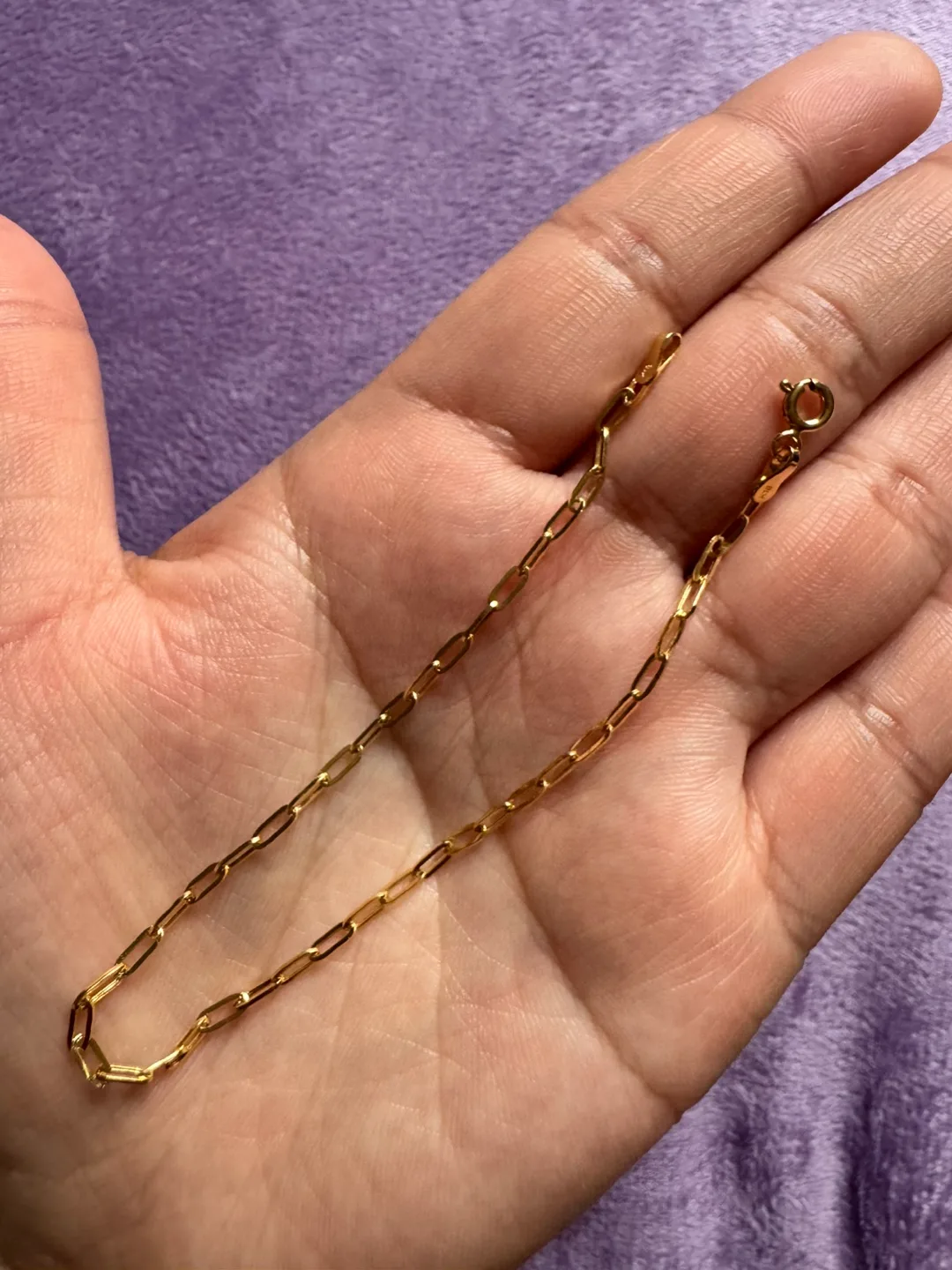 Real K18 Gold paperclip Bracelet - Lightweight (1.12g) image indicator(3)