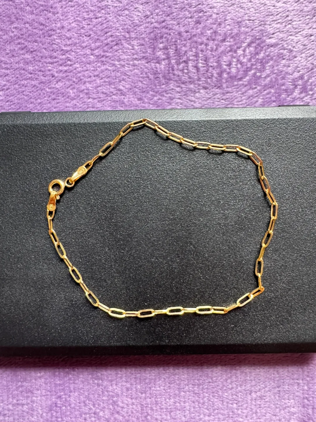 Real K18 Gold paperclip Bracelet - Lightweight (1.12g) thumbnail