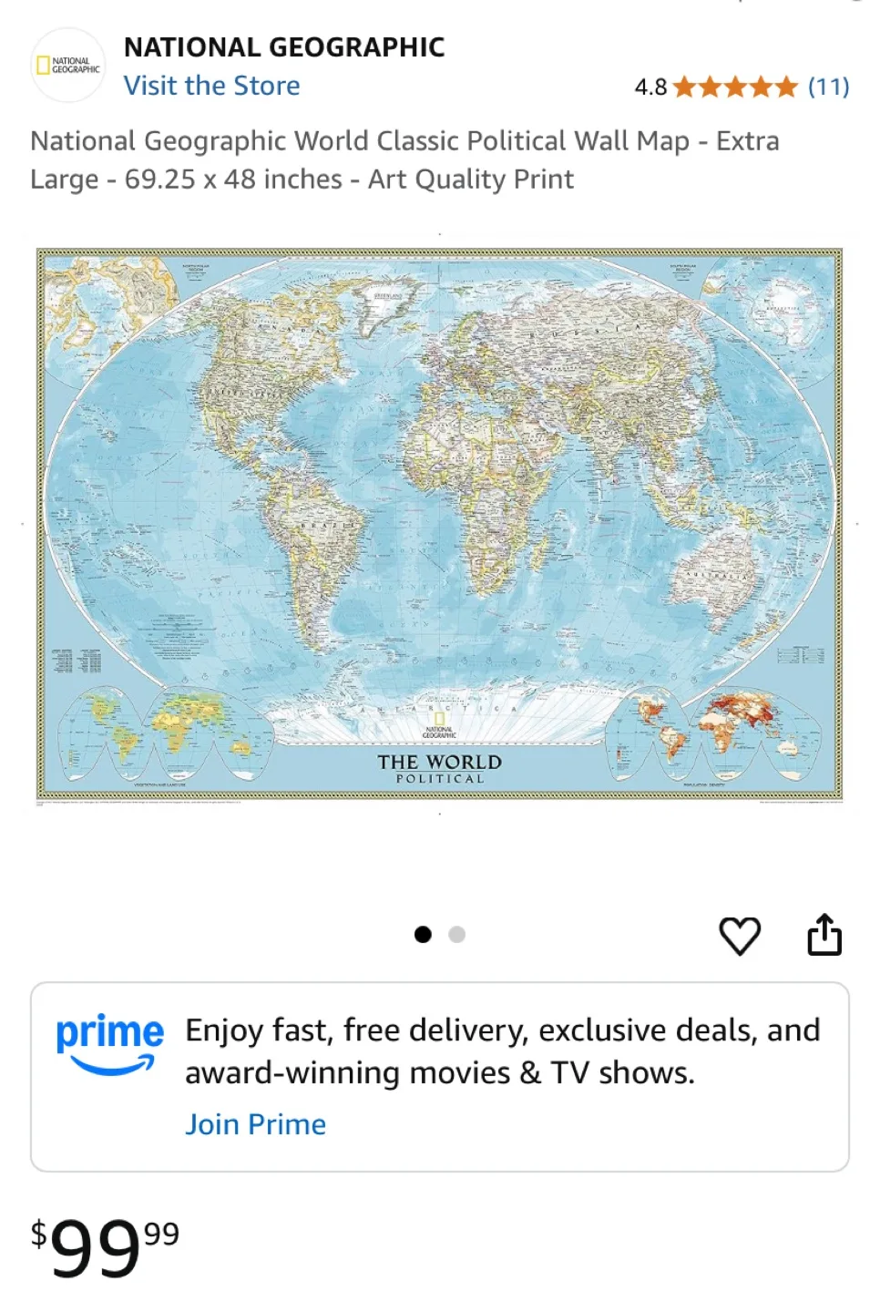 National Geographic X-Large World Map thumbnail