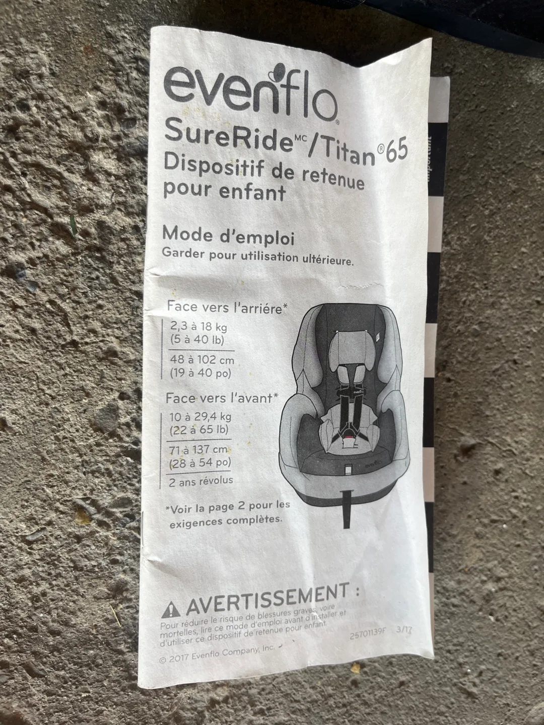 Evenflo SureRide/Titan 65 Car Seat image indicator(2)