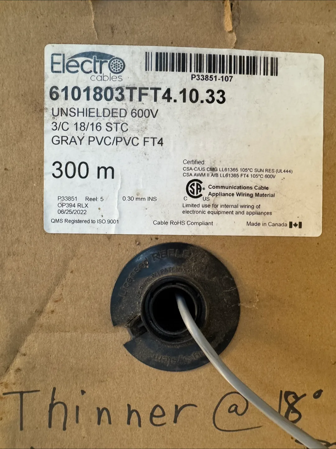 Electro Cables 300m Unshielded 600V thumbnail